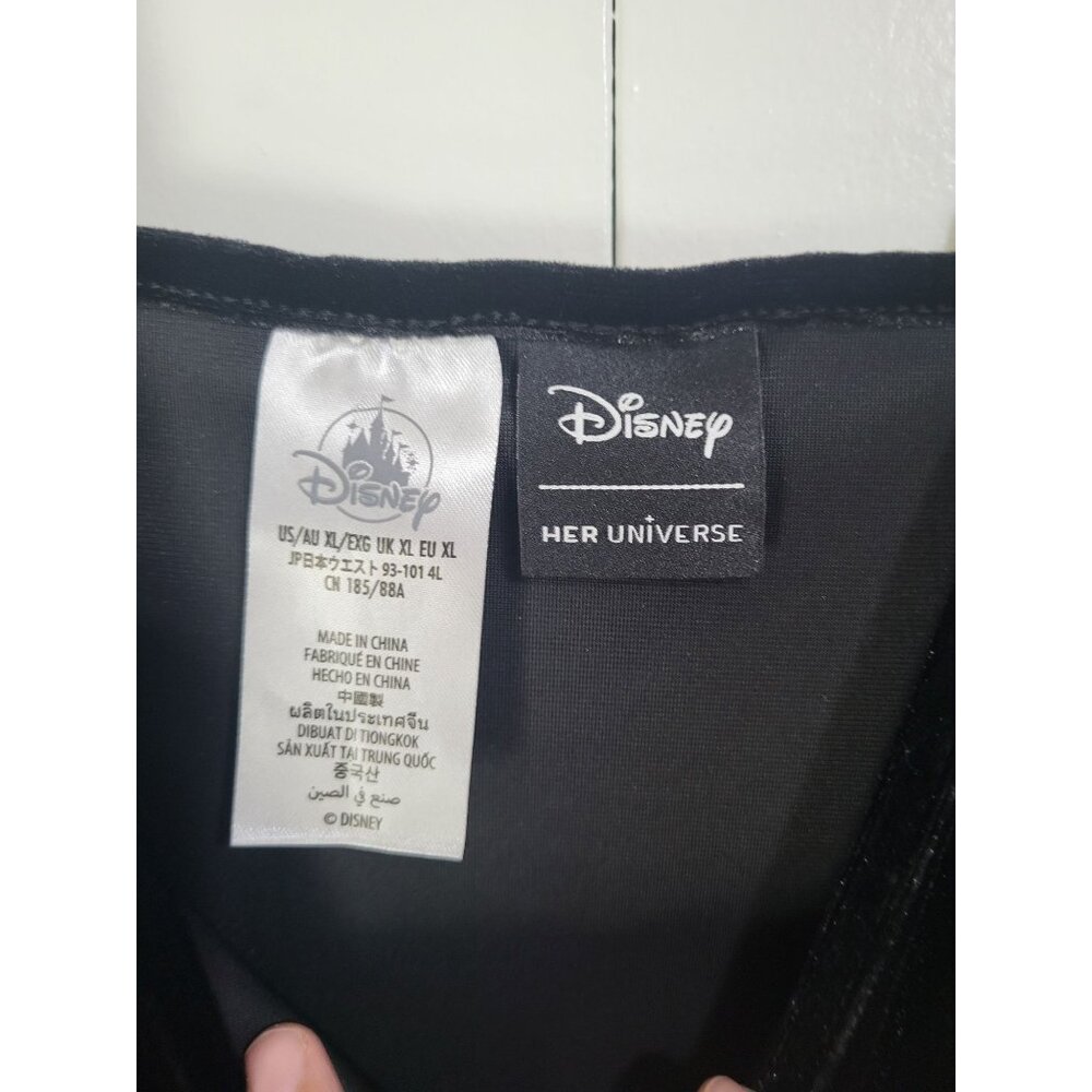 Disney Her Universe Womens XL Black Velvet Spaghetti Strap Skater Dress Pockets - Picture 3 of 8